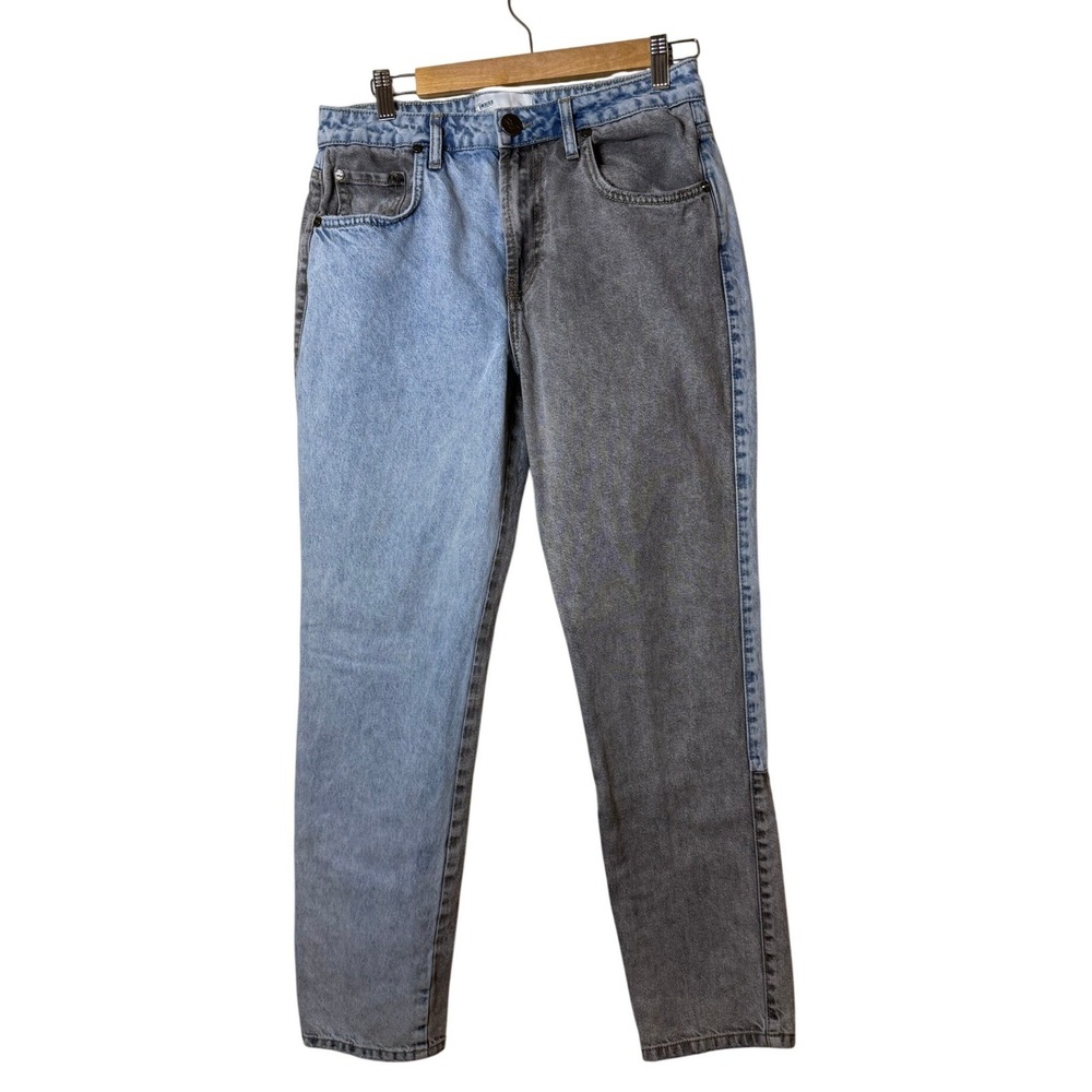 OneTeaspoon Women Jeans 29 Blue Grey Two Tone Colorblock High Rise Straight Leg